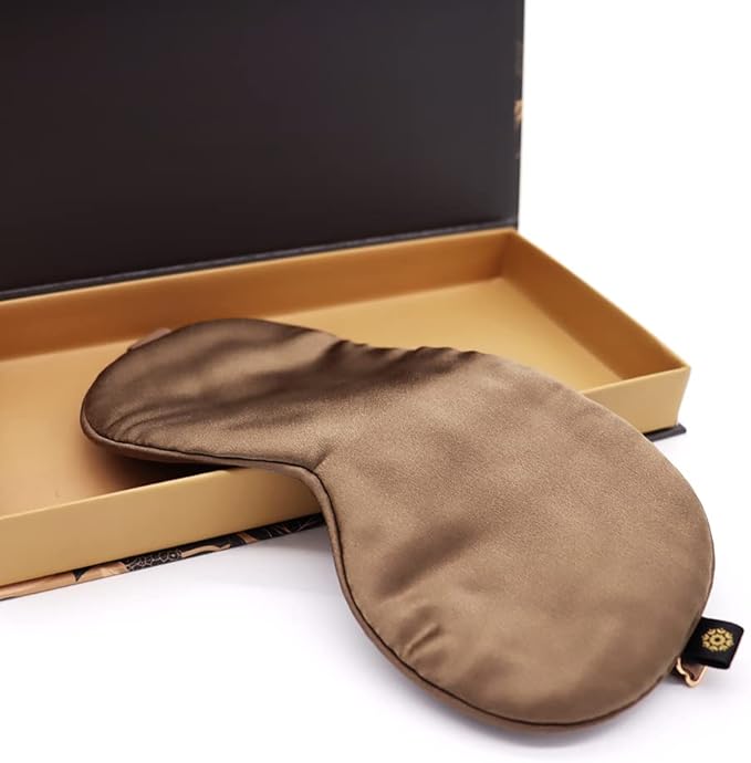 Premium Handcrafted 25 Momme Mulberry Silk Eye Mask for Sleeping (Chocolate)-Velvo Beauty