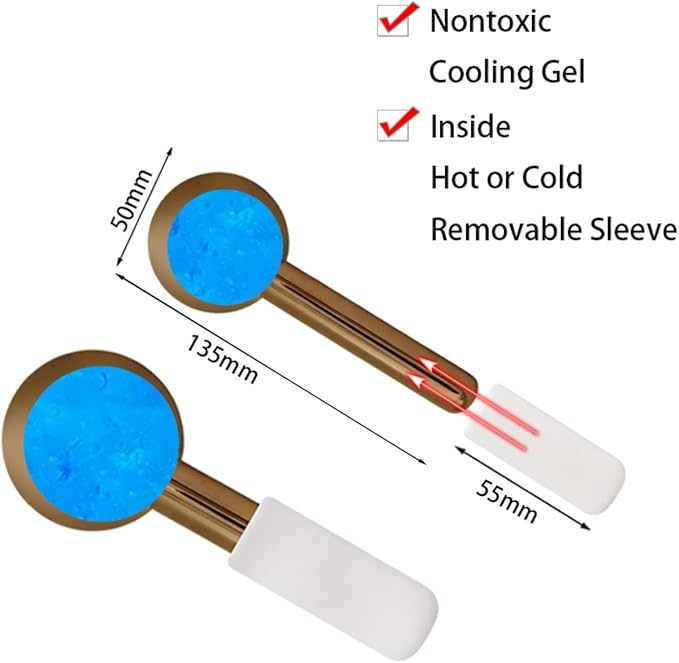 Globes for Facials, Cooling Roller for Face, Cryo Sticks Massager for Face Neck & Eyes, Cold Roller Skin Care for face Puffiness, Dark Circles, Wrinkles, Collagen Production (Gold)-Velvo Beauty