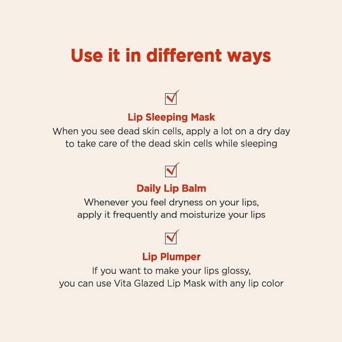 Vita Glazed Lip Mask 20ml / 109.5g, Super moisturizing night lip care, glazed and easy washable texture that melts into lips-Velvo Beauty