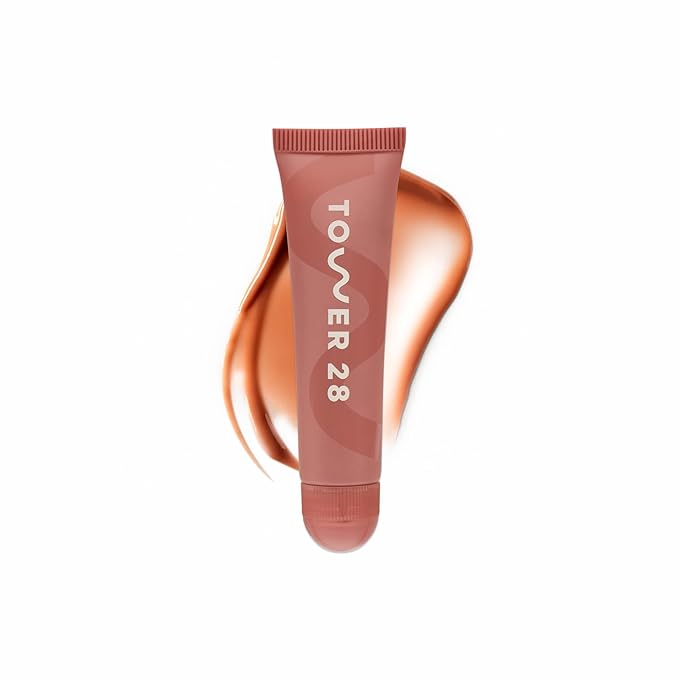 Tower 28 LipSoftie Hydrating Tinted Lip Treatment Balm, Moisturizing Lip Mask for Chapped Lips - Dulce de Leche Flavor, Sheer Nude Gloss-Velvo Beauty