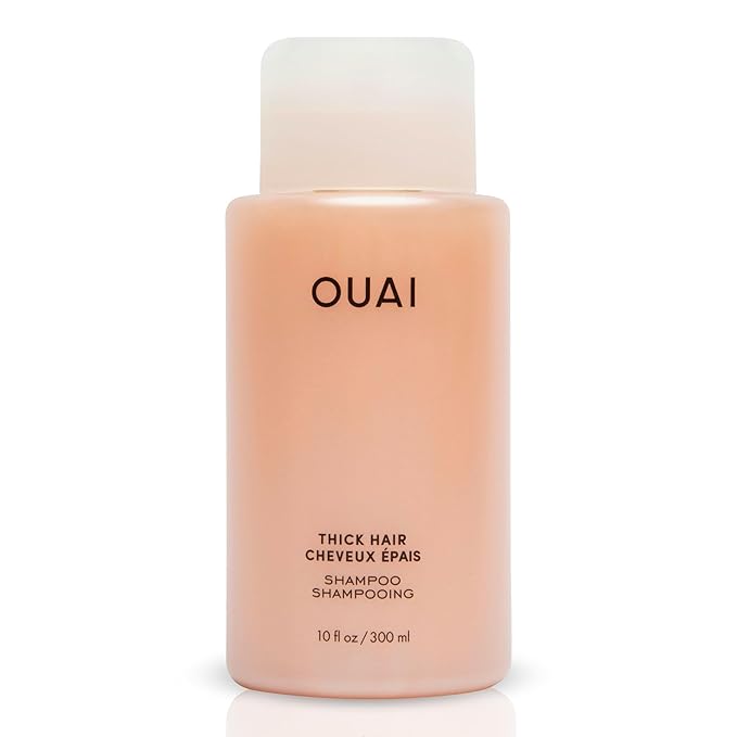 OUAI Thick Shampoo - Moisturizing Shampoo with Keratin, Marshmallow Root, Shea Butter, Avocado Oil for Thick Hair - Strengthens & Hydrates Strands - Paraben, Phthalate & Sulfate Free (10 Fl Oz)-Velvo Beauty
