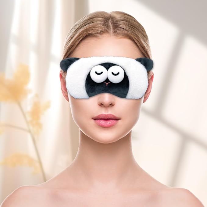 PERFECTSIGHT Sleep Eye Masks, Cute Plush Sleep Eye Cover Lightweight Adjustable Eyeshade Faux Fur Mask Cover for Women Men Sleep Travel Nap (Sheep)-Velvo Beauty