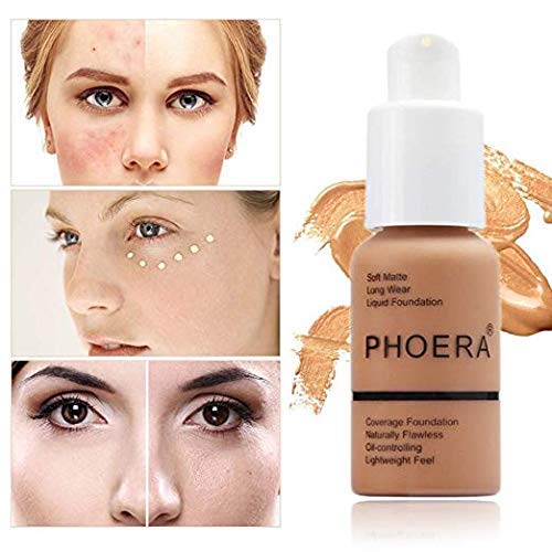 2 Pack PHOERA Foundation 102# Nude and 103# Warm Peach, Flawless Soft Matte Liquid Foundation,24 HR Full Coverage Mattle Oil-Control Foundation Makeup.-Velvo Beauty