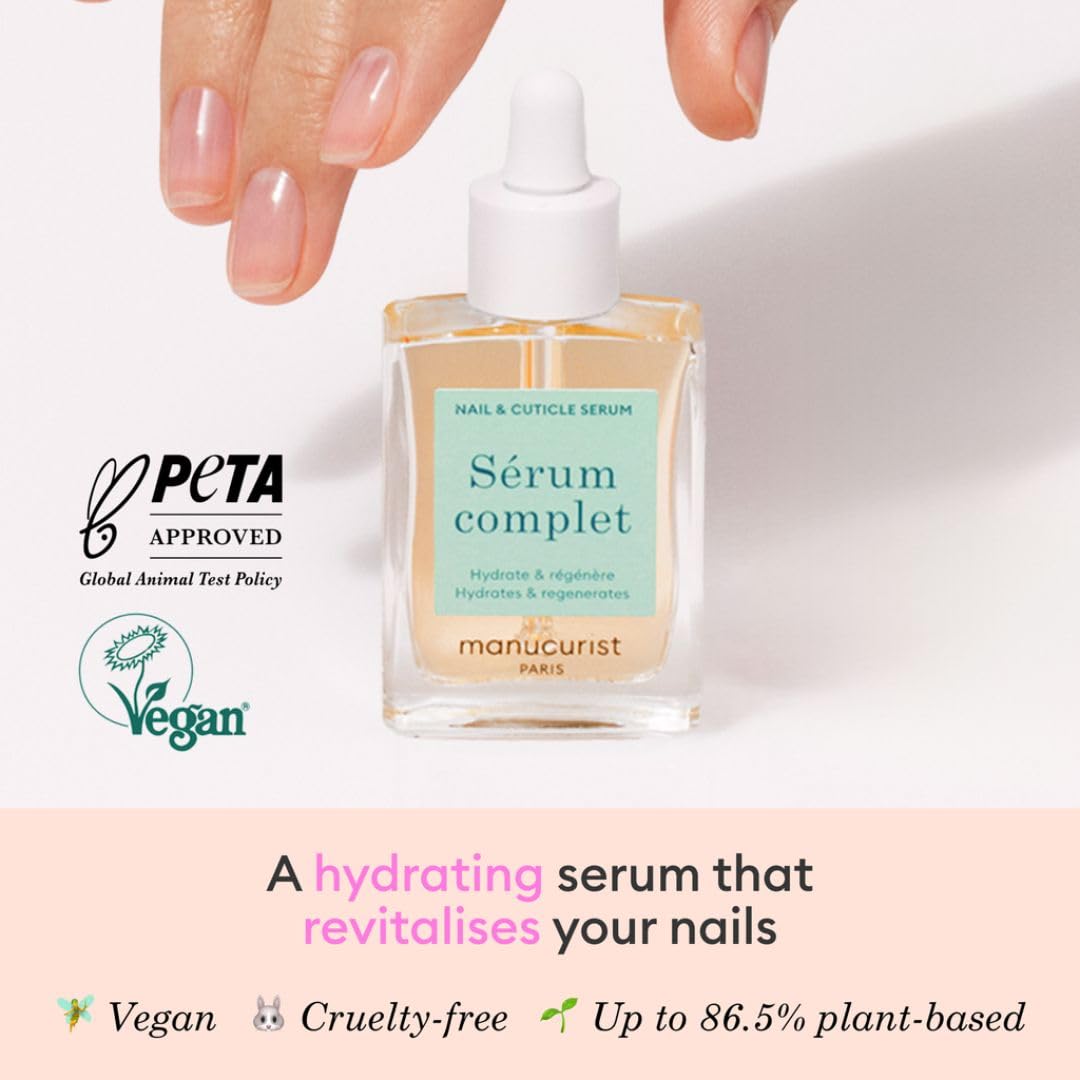 Manucurist - Complete Serum, Care for Damaged Nails and Cuticles, Hydrates and Regenerates Nails which Break Easily, Non-Greasy Gel Texture, Up to 86.5% Bio-sourced, Made in France, 0.5 fl oz-Velvo Beauty