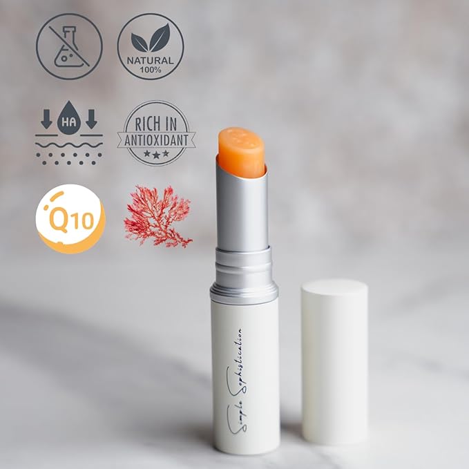 Tallow Lip Balm - Anti-Aging with 100%-grassfed Beef Tallow, CoQ10, Astaxanthin, Hyaluronic acid - Ultra Moisturizing, Conditioning, All natural, Organic, Made in USA (Untinted)-Velvo Beauty