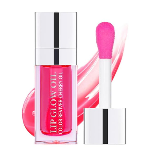 Plumping Lip Oil, Long Lasting Hydrating Gloss Tinted Balm Non-sticky Revitalizing, Tinting Care Oil for Dry (CHERRY)-Velvo Beauty