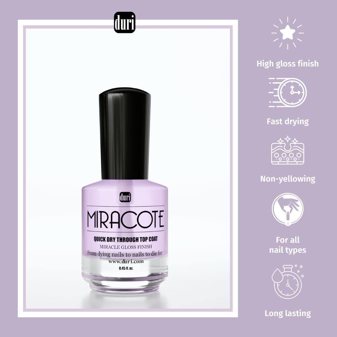 duri Rejuvacote 1 Original Maximum Strength Nail Growth System Base, Top Coat and Miracote Quick Dry Top Coat Combo-Velvo Beauty