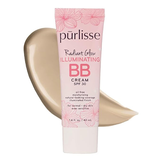 pūrlisse Radiant Glow Illuminating BB Cream with SPF 30 - Glow BB Cream Enriched with Goji & Hawthorn Berry for Dewy Skin - Helps to Improve Skin Texture & Radiance - Light (1.4 oz)-Velvo Beauty
