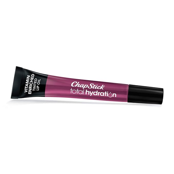 ChapStick Total Hydration Vitamin Enriched Sheer Plum Tinted Lip Oil Tube, Lip Care - 0.24 Oz-Velvo Beauty