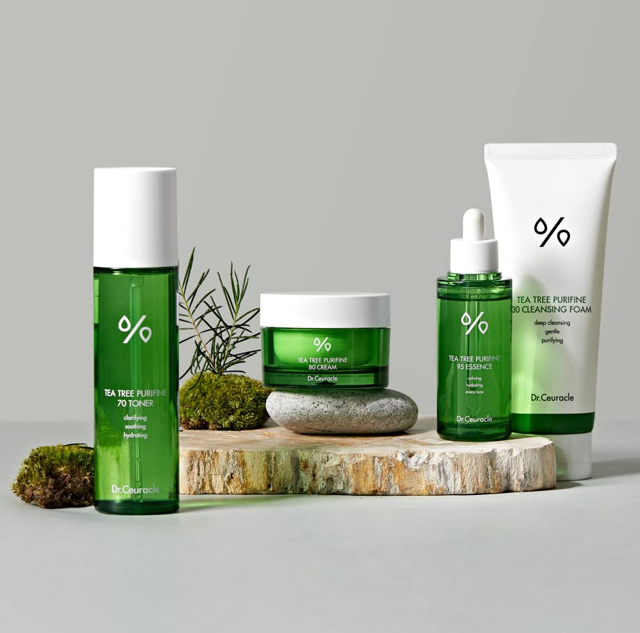 Dr.Ceuracle by leegeehaam Tea Tree Purifine Cleansing Foam (150ml / 5.07 fl. oz.) - Gel to Foam Mild Soothing Daily Cleanser with Fine Bubbles, Sebum Reducing and Hydrating for Sensitive Skin-Velvo Beauty