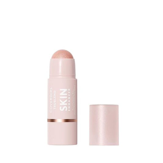 CoverGirl Trublend Skin Enhancer Highlighter Balm Stick, 320 Rose Beam, Highlighter, Vegan Formula, Easy to Use, Glides on Effortlessly, Non-Greasy, Doesn't Crease, 0.21oz-Velvo Beauty