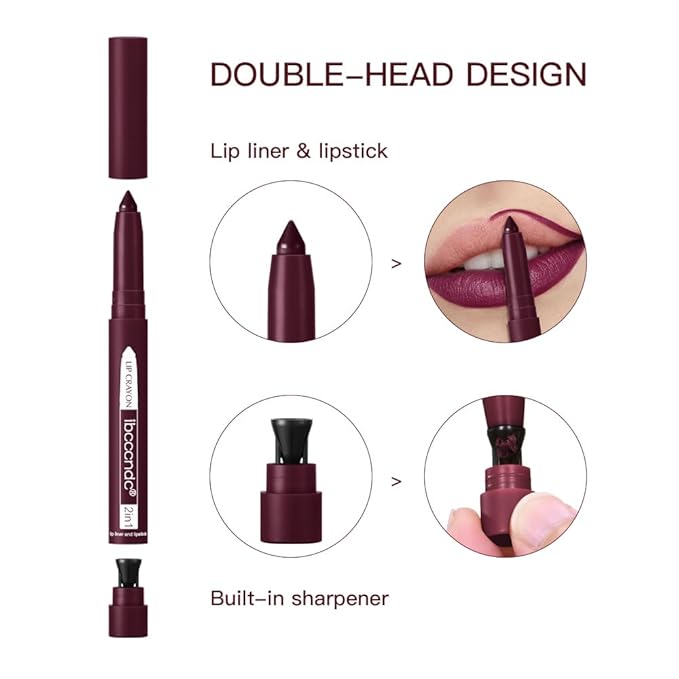 ibcccndc 6PCS Lip Liner and Lipstick Set - High Pigmented Creamy Matte Lip Liner Pencil Set for Girls and Women, Lip Makeup Gift Sets - Includes Nude and Red Lip Liners, Waterproof Formula (A)-Velvo Beauty