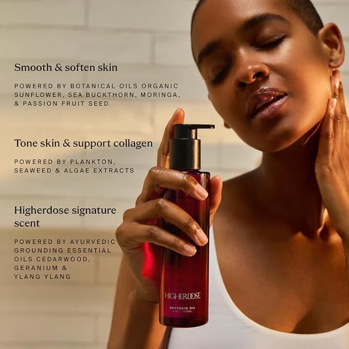 HigherDOSE Oxytocin Body Oil - Nourishing, Ayurvedic Body Care to Firm & Tone Skin - Lightweight & Fast-Absorbing Formula with Sea Buckthorn & Antioxidant-Rich Passion Fruit Seed Extract (5 Fl Oz)-Velvo Beauty