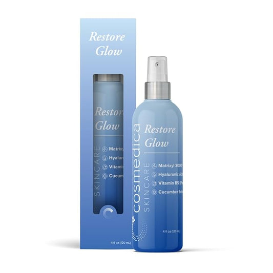 Cosmedica Skincare Restore Glow Peptide Spray Hydrating Mist with Matrixyl 3000, Vitamin B5, Hyaluronic Acid & Cucumber Extract for Radiant Skin – 4 oz-Velvo Beauty