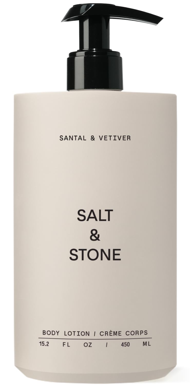 Salt & Stone Body Lotion for Women & Men| Scented Daily Body Lotion | Hydrates, Nourishes & Softens Skin | Restores Dry Skin | Fast-Absorbing | Cruelty-Free & Vegan (450 ml) (Santal & Vetiver)-Velvo Beauty