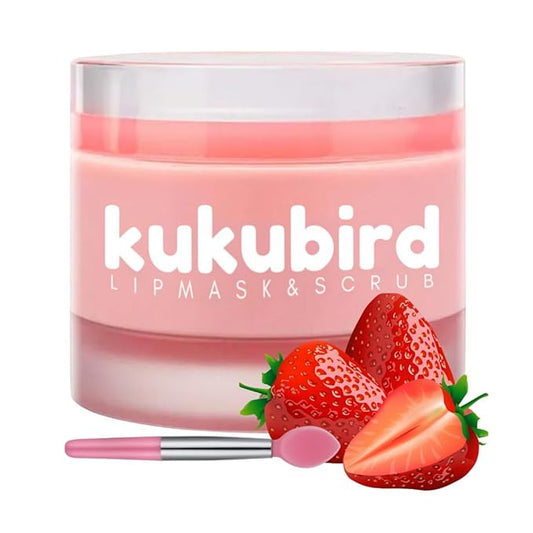 kukubird Lip Mask Overnight Hydrating Lip Balm Mask Exfoliating Lip Scrub Lip Care Treatment For Chapped and Cracked Lips-Strawberry-Velvo Beauty