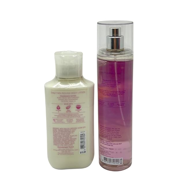 Bath & Body Works WINTERBERRY WONDER 2pc bundle - Fine Fragrace Mist & Body Lotion - Gift set with a Red Bow for Holidays & Gifts-Velvo Beauty