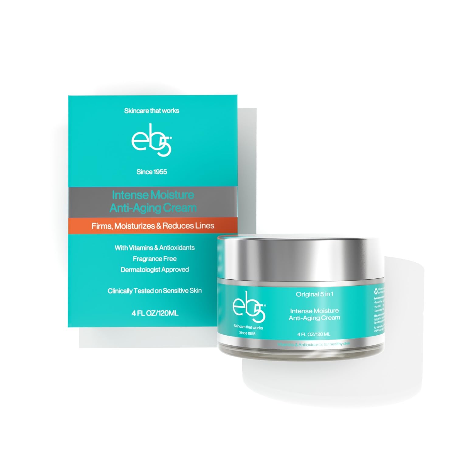eb5 Intense Moisture Anti Aging Moisturizer Face and Neck Cream- Tone & Tighten Skin with Retinol, Fade Fine Lines and Wrinkles with Vitamin E, A and B5-4oz-Velvo Beauty