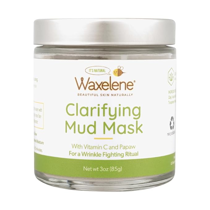 Waxelene Clarifying Mud Mask Dry Blend - Wrinkle Fighting Ritual Cleans Pores Hydrates Nourishes Skin Vitamin C Papaw Bentonite French Green Clay-Velvo Beauty