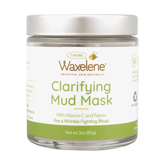 Waxelene Clarifying Mud Mask Dry Blend - Wrinkle Fighting Ritual Cleans Pores Hydrates Nourishes Skin Vitamin C Papaw Bentonite French Green Clay-Velvo Beauty