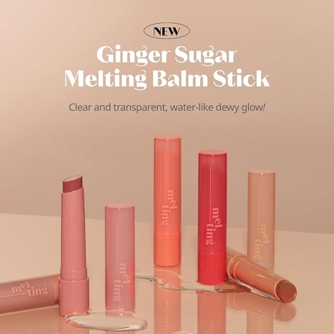 ETUDE Ginger Sugar Melting Balm Stick 03 Bare Peach | Tinted Moisturizing Lip balm | Natural Ingredients Hydrate Ginger, Sugar, Shea Butter Moisturizing Relaxing Effect | K-Beauty-Velvo Beauty