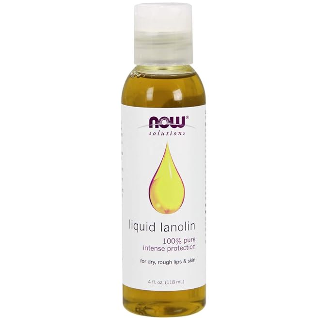 NOW Solutions, Liquid Lanolin Pure, Intense Protection, Formulated for Dry Rough Lips and Skin, 4-Ounce-Velvo Beauty