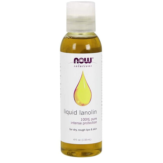 NOW Solutions, Liquid Lanolin Pure, Intense Protection, Formulated for Dry Rough Lips and Skin, 4-Ounce-Velvo Beauty