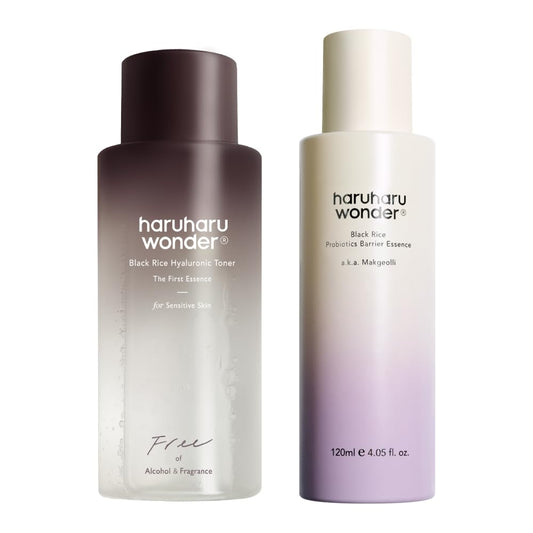 haruharu Wonder Black Rice Probiotics Barrier Essence & Black Rice Hyaluronic Toner for Sensitive Skin Set-Velvo Beauty