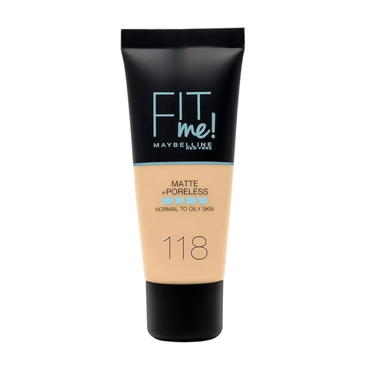Maybelline New York Fit Me Matte & Poreless Foundation 118 Light Beige 30ml-Velvo Beauty