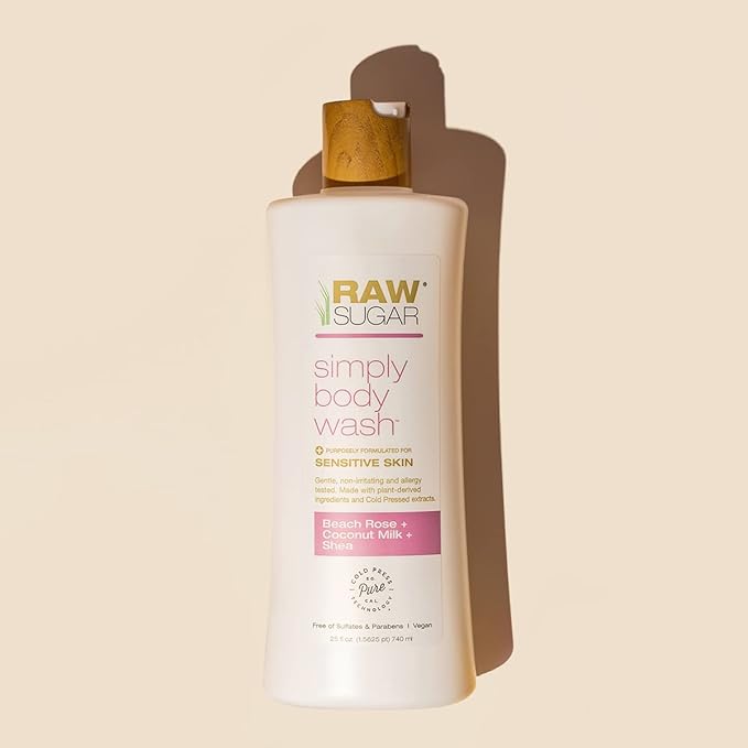 Raw Sugar Beach Rose + Coconut Milk + Shea Body Love Bundle - Sensitive Skin Body Wash, Body Scrub & Deodorant, Clean Ingredients, Formulated without Sulfates and Parabens-Velvo Beauty