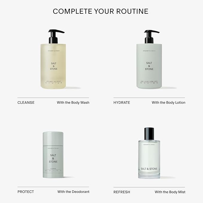 Salt & Stone Body Wash with Antioxidants for Deep Moisture | For Women & Men, Sulfate, Paraben, & Dye Free, Leaving Skin Soft and Hydrated | Bergamot & Hinoki 32 fl oz-Velvo Beauty