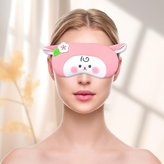 PERFECTSIGHT Sheep Sleep Eye Masks, Cute Plush Sleep Eye Cover Lightweight Adjustable Eyeshade Faux Fur Mask Cover for Women Men Sleep Travel Nap (Pink Sheep)-Velvo Beauty