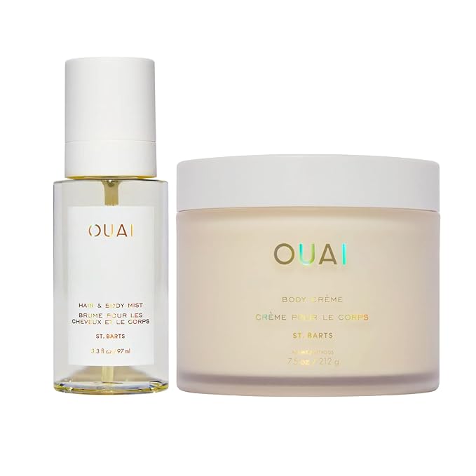 OUAI St. Barts Bundle - Includes Hair & Body Mist (3.3 Oz) for Head-to-Toe Fragrance and Hydrating Body Cream (7.5 Oz) for Smooth, Supple Skin that Smells Amazing - 2 Piece Bundle-Velvo Beauty