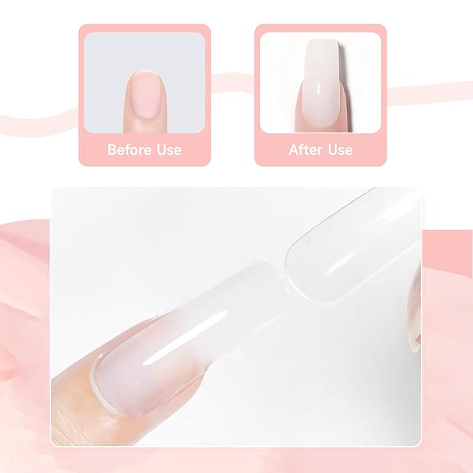 JEWHITENY Poly Nail Gel Set Clear Pink White Neutral Classic Color Poly Extension Gel With Base and Top Coat Slip Solution French Manicure for Home DIY Need U V Lamp Curing-Velvo Beauty