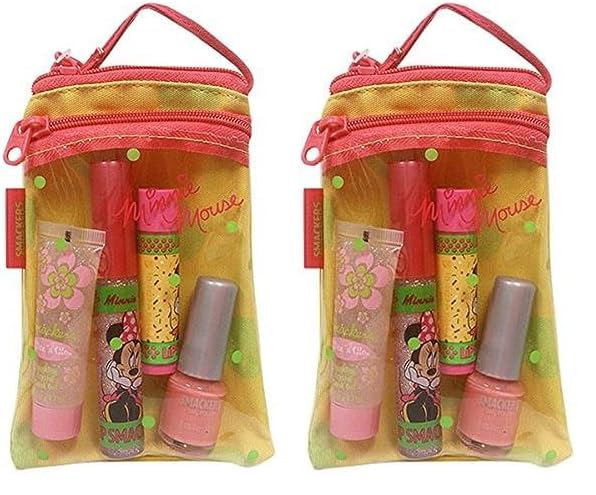 Lip Smackers Disney Minnie Mouse Lip, Face and Nail Collection in Cosmetics Bag Set, 4 Count (Pack of 2)-Velvo Beauty