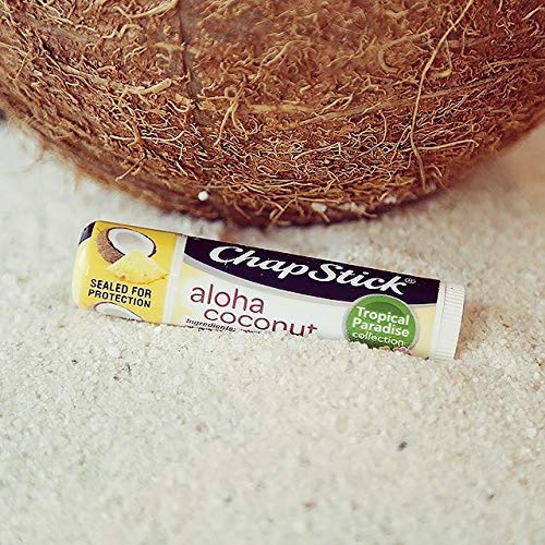 Chapstick Limited Edition Tropical Paradise Collection Aloha Coconut Flavored Skin Protectant Lip Balm Tube - Great for Moisturizing & Hydrating Chapped, Cracked, Dry Lips â€“ 0.15oz Each, 12 Sticks-Velvo Beauty