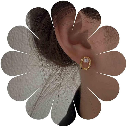 Vintage Pearl Claw Earrings Pearl Claw Stud Earrings Gold Circle Earrings Minimal Pearl Earrings Jewelry for Women-Velvo Beauty