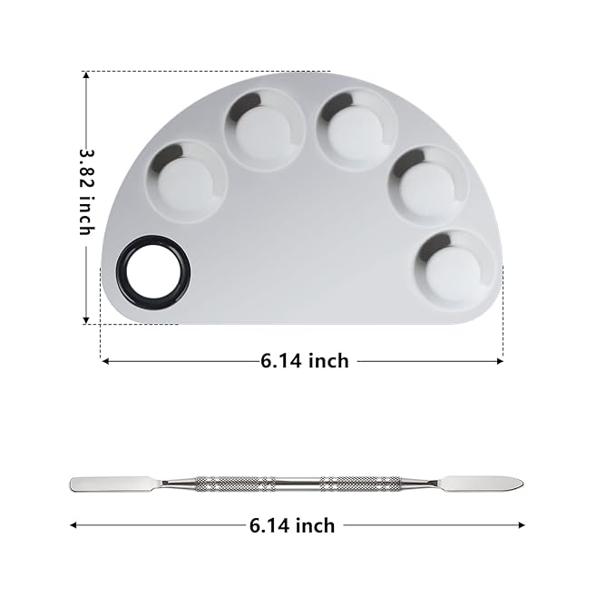 Makeup Mixing Palette, Premium Stainless Steel Cosmetic Makeup Palette with Spatula Tool, Nail-art Cosmetic Palette for Mixing Cosmetic/Nail Polish/Pigment (Semicircle)-Velvo Beauty