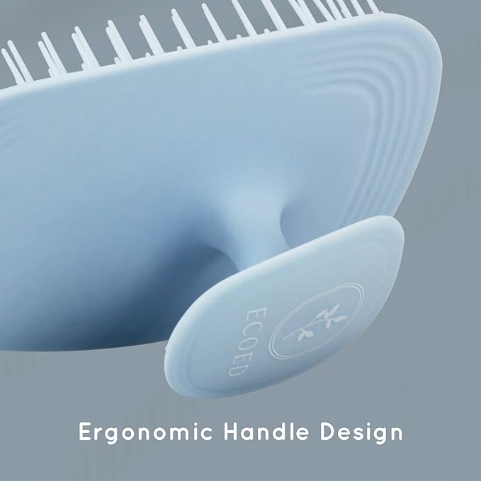 Scalp Massager Shampoo Brush, Scalp Scrubber & Exfoliator for Dandruff Removal, Wet & Dry Dandruff Comb and Detangler for Men and Women, Suitable for Short Medium Hair (Blue)-Velvo Beauty