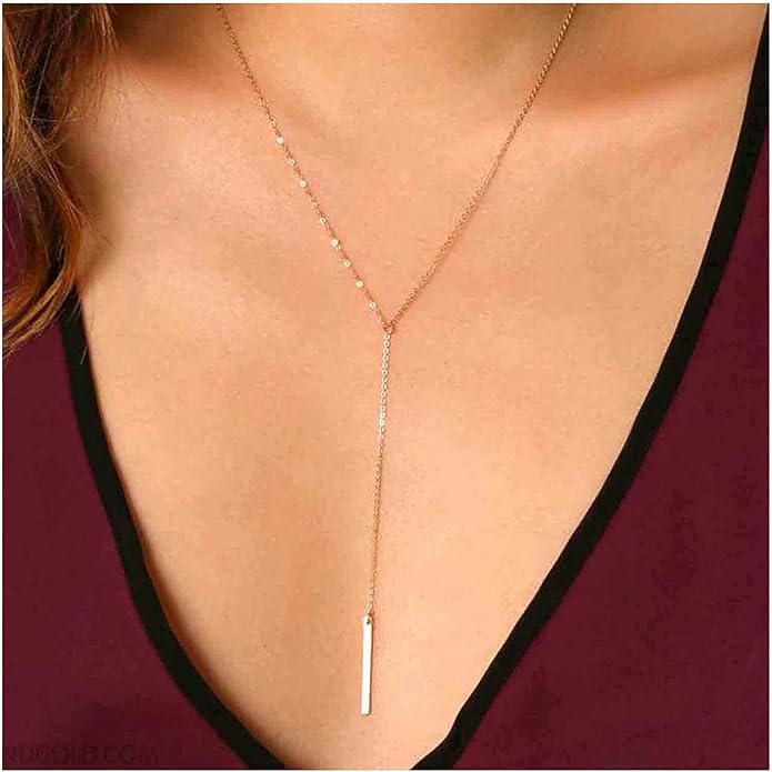 Boho Long Bar Necklace Choker Y Lariat Necklace Chain Minimalist Drop Necklace Jewelry for Women and Girls-Velvo Beauty