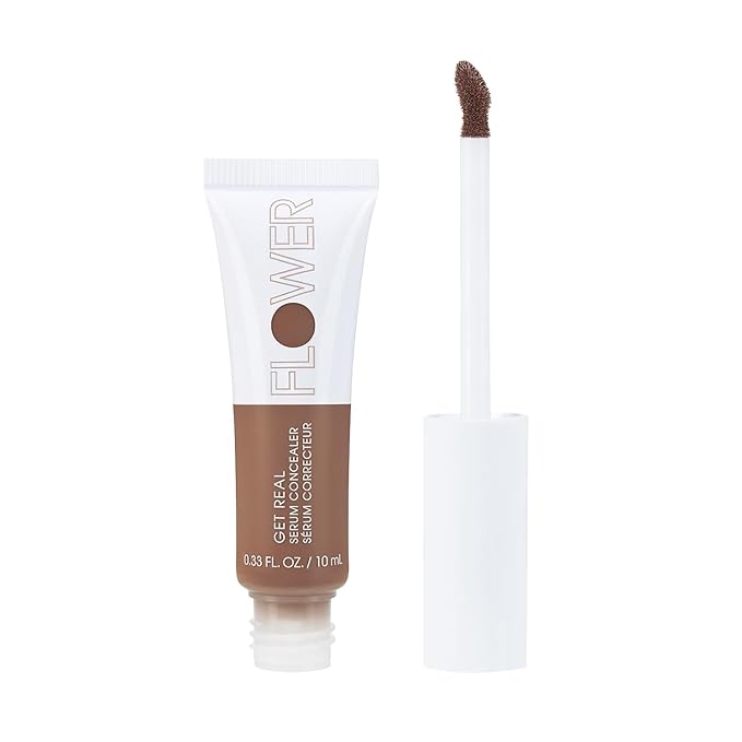 FLOWER BEAUTY By Drew Barrymore Get Real Serum Concealer - Brightens Skin + Blurs Blemishes - Hydrating Serum- Almond-Velvo Beauty