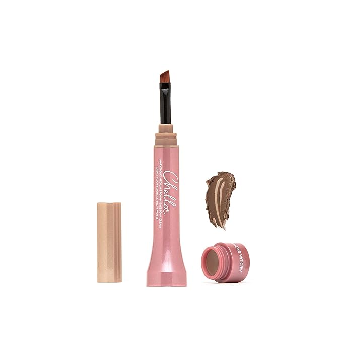 Chella Eyebrow Cream, Marvelous Medium Brown - Vegan, Cruelty Free, Paraben Free, Gluten Free Eyebrow Pomade Makeup - Long Wearing, Velvet Consistency, Water Resistant-Velvo Beauty