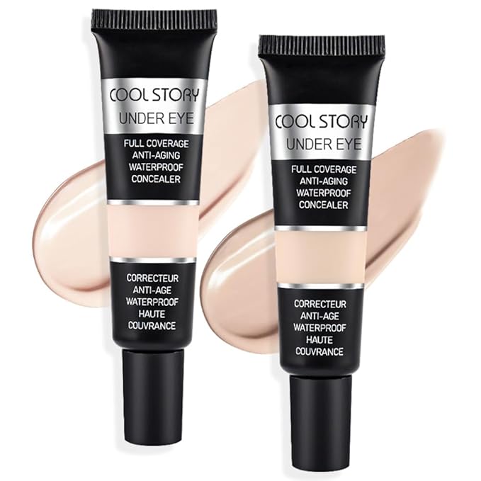 Pro Under Eye Full Coverage Liquid Concealer to Cover Dark Circles, Scars,Redness,Spots,Fine Lines,Corrector Anti-Aging Natural Finish, Moistening Smooth Cream,Waterproof 0.4 * 2 fl oz-Light+Medium-Velvo Beauty