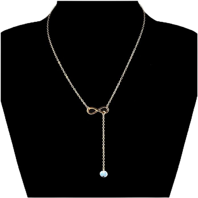 Boho Crystal Infinity Necklace Gold Y Necklace Minimalist Crystal Y Lariat Necklace Chain Jewelry for Women and Girls-Velvo Beauty