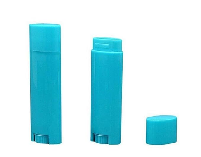 4.5g 0.15oz Empty Refillable Plastic DIY Lipstick Lip Balm Lip Gloss Tubes Holder Containers Oval Deodorant Crayon Tube Pipe Bottle Case (50pcs, Blue)-Velvo Beauty