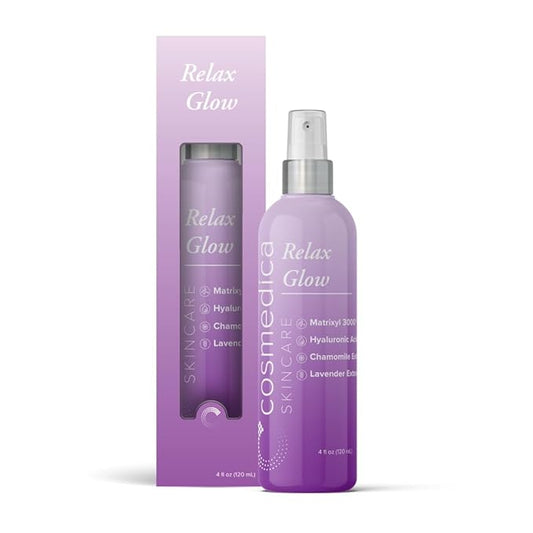 Cosmedica Skincare Relax Glow Hydrating Peptide Spray with Chamomile, Lavender Extract, Matrixyl 3000 & Hyaluronic Acid for Calming Skin, Moisturizer – 4 oz-Velvo Beauty