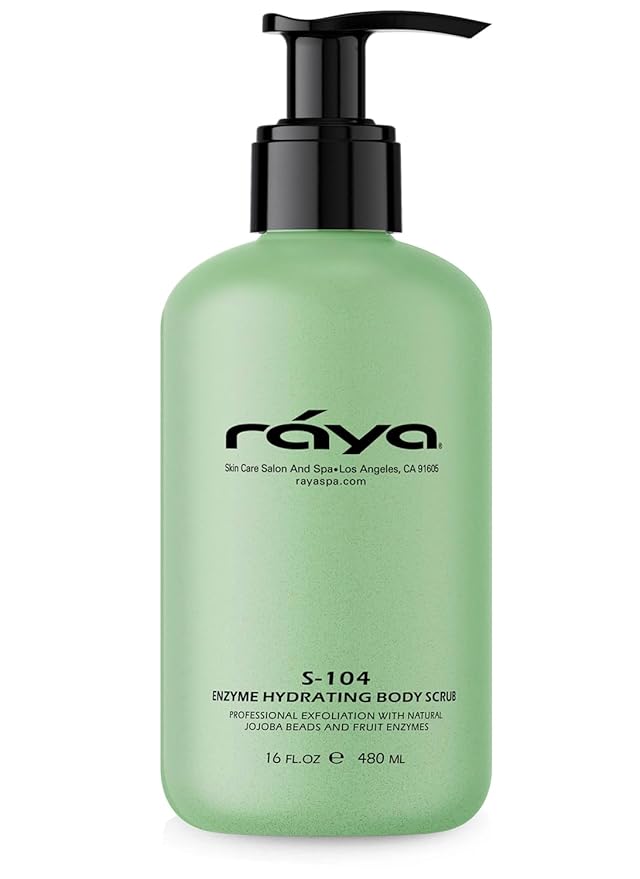 RAYA Enzyme Hydrating Body Scrub 16 oz Cucumber Scent (S-104) | Gentle and Exfoliating Body Scrub | Made with Seaweed, Jojoba Beads, and Fruit Enzymes-Velvo Beauty
