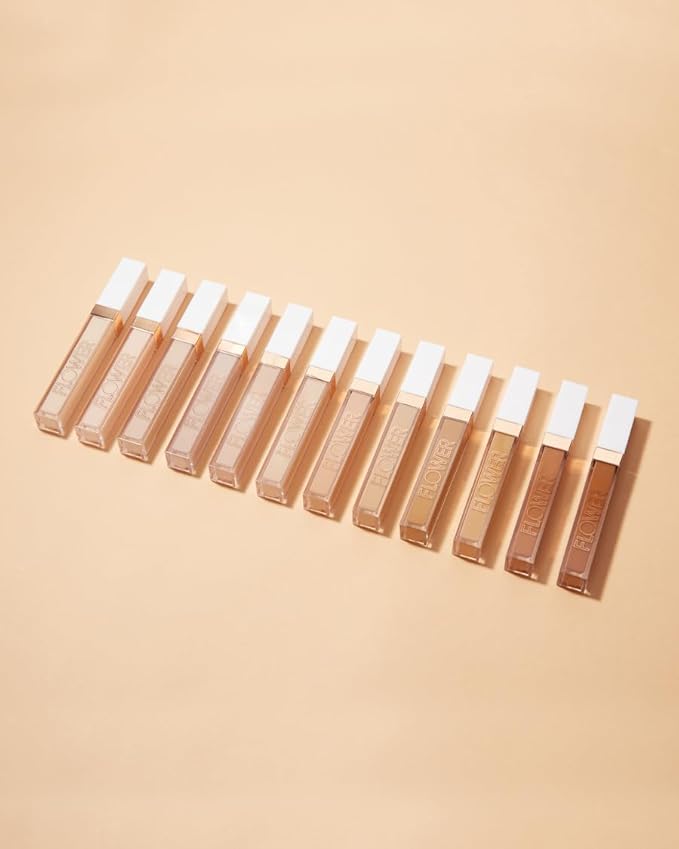 FLOWER BEAUTY By Drew Barrymore Light Illusion Full Coverage Concealer - Diffuse Dark Under Eye Circles + Blurs Blemishes - Weightless Formula + Crease Proof Makeup (Mocha)-Velvo Beauty
