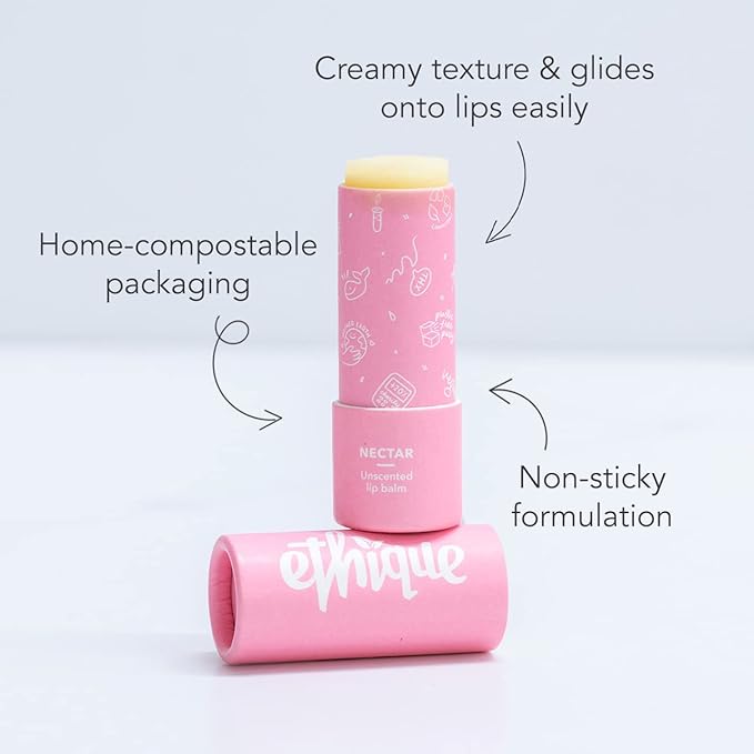 Ethique Nectar Unscented Lip Balm - Plastic-Free, Vegan, Cruelty-Free, Eco-Friendly, 0.32 oz (Pack of 1)-Velvo Beauty
