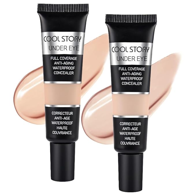 Pro Under Eye Full Coverage Liquid Concealer to Cover Dark Circles, Scars,Redness,Spots,Fine Lines,Corrector Anti-Aging Natural Finish, Moistening Smooth Cream,Waterproof 0.4 * 2 fl oz-Beige+Nude-Velvo Beauty